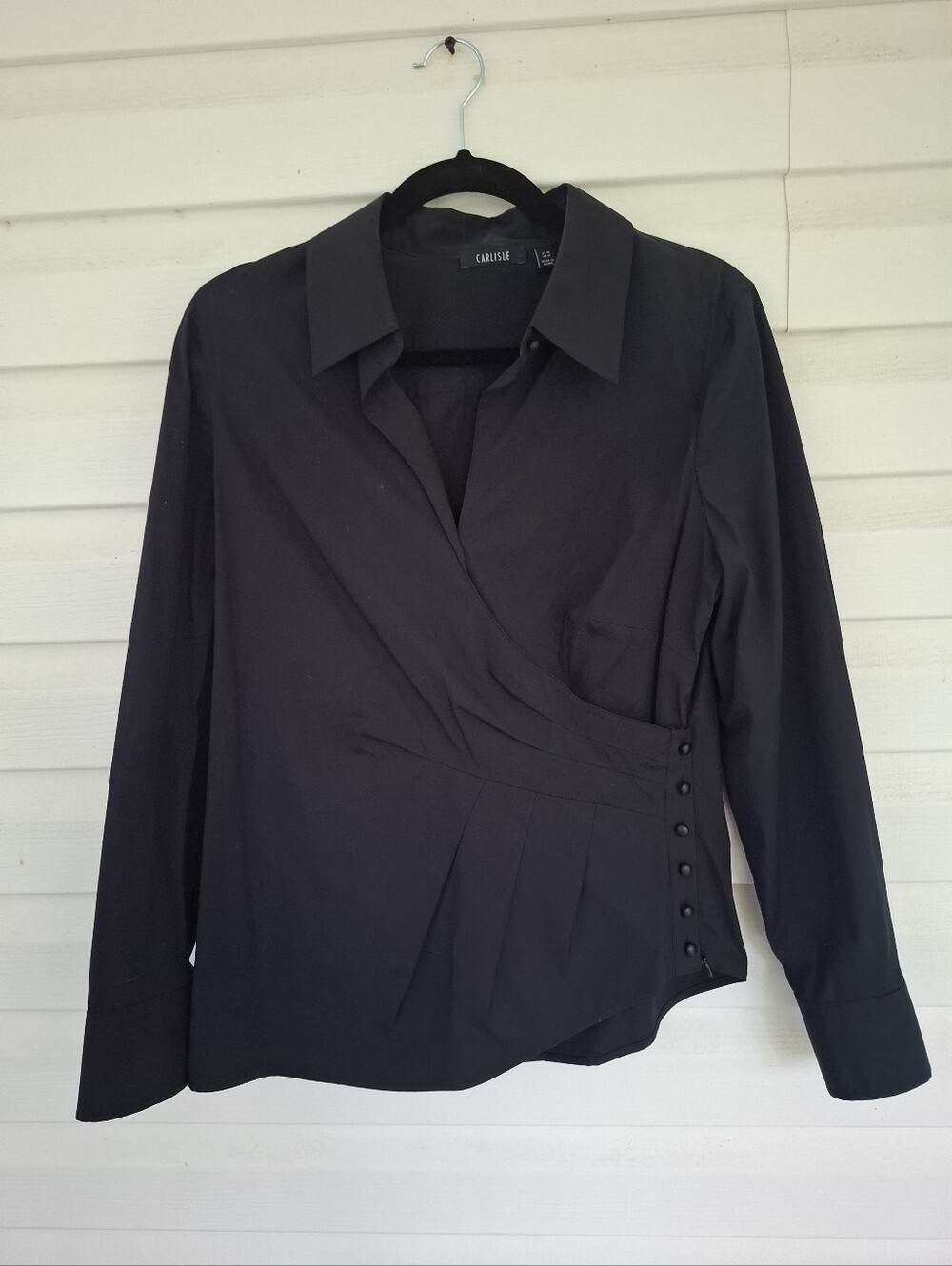 Carlisle Black Wrap Style Long Sleeve Side Zip Size 10